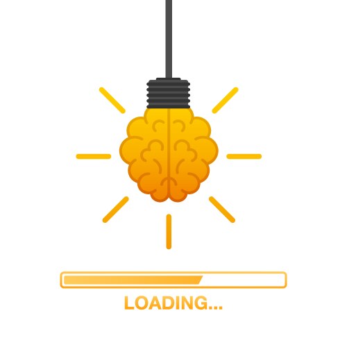 Idea loading concept with brain processed vector image