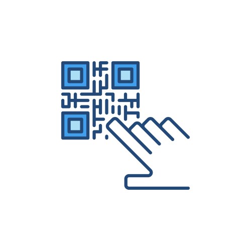 QR Code with Hand Icon – Scan & Read vector image