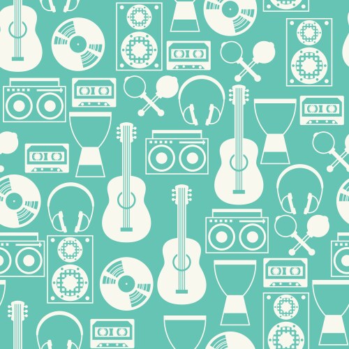 Seamless pattern with musical instruments in flat vector image