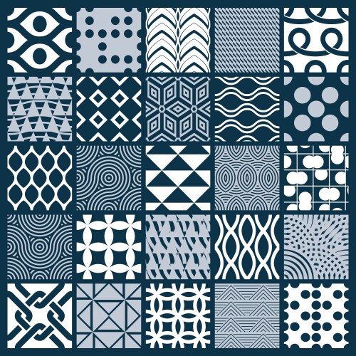Set endless geometric patterns composed vector image