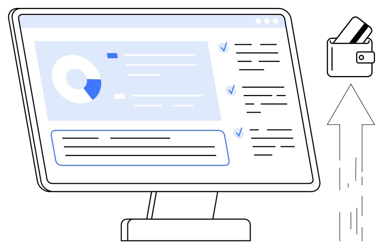 Dashboard screen with analytics data checklist vector image