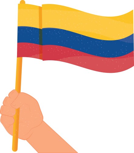 Colombia flag in hand Vector Image