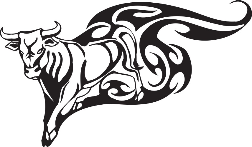 Bull in tribal style - image Vector Image