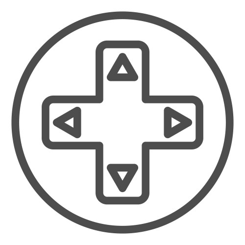 Joystick button with arrows line icon game pad vector image