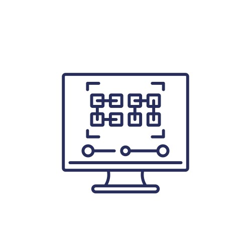 Pattern recognition line icon with a computer vector image