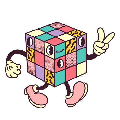 rubiks cube retro cartoon high quality vector image