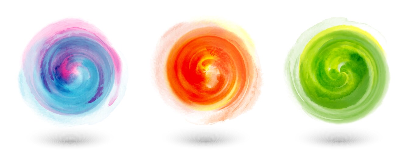 Set brush strokes watercolor circle multicolor Vector Image