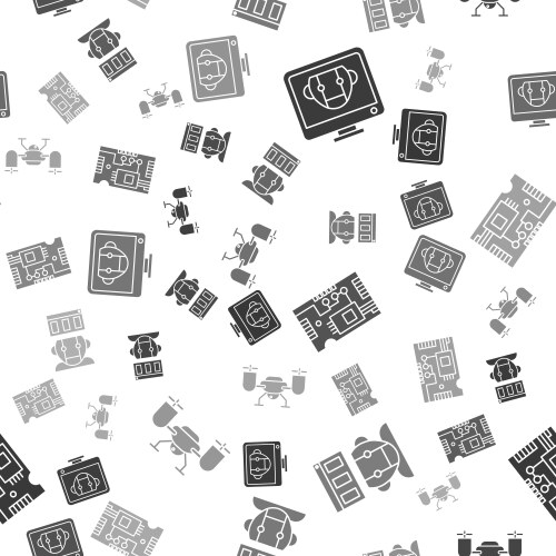 Set bot robot electronic computer components vector image