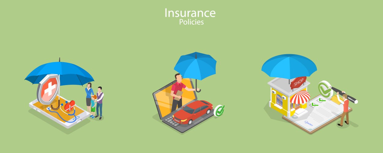 3d isometric flat of bank Royalty Free Vector Image