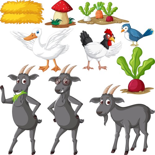 Set of farm animals Royalty Free Vector Image - VectorStock