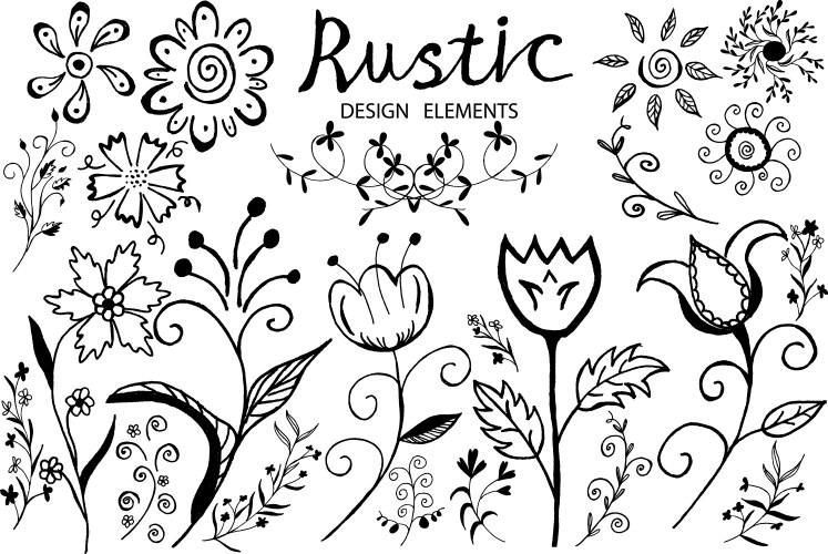 0073 hand drawn flowers doodle Royalty Free Vector Image