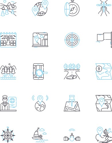 Map-based navigation linear icons set gps vector image