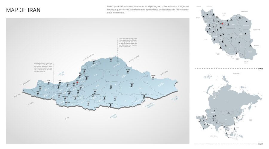 set iran country isometric 3d map vector image