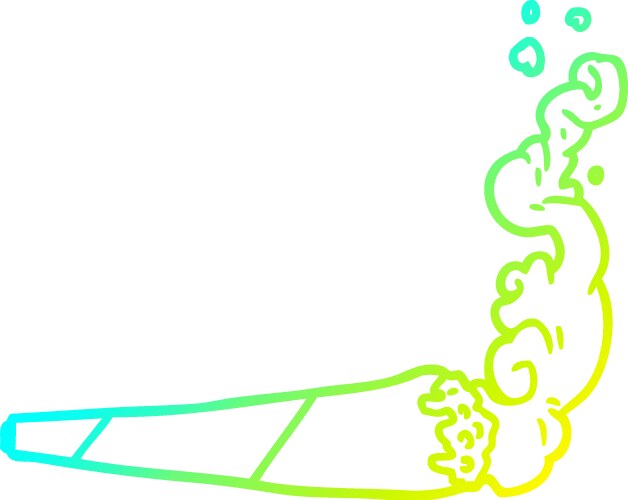 Cold gradient line drawing marijuana joint Vector Image