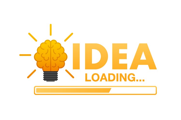 Idea loading concept with brain processed vector image