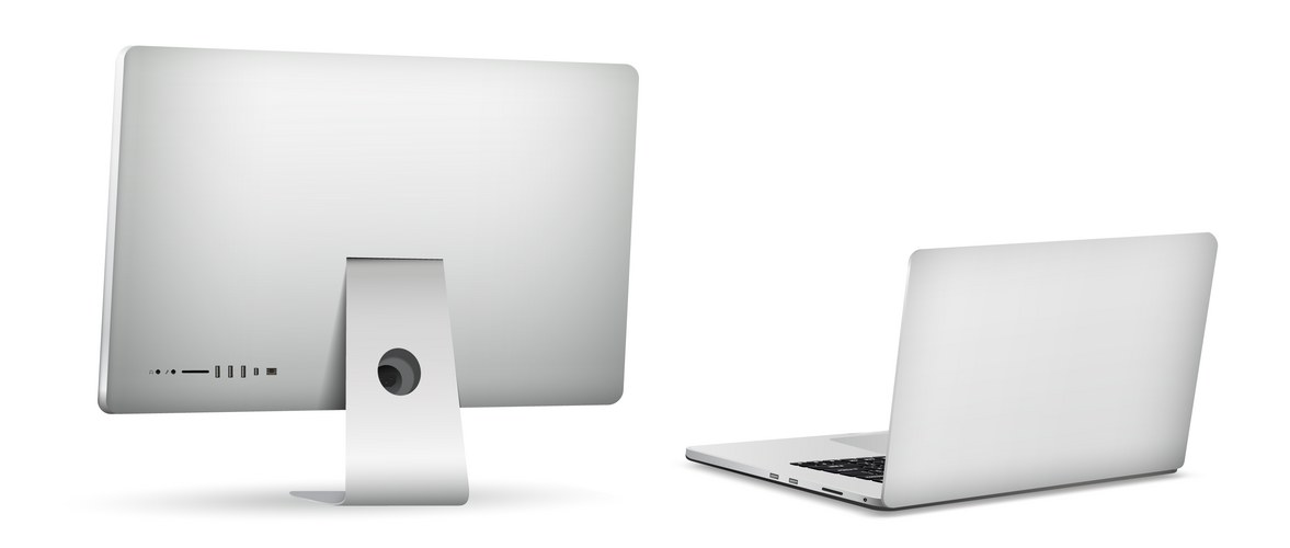 Laptop Rear View on Display Vector Image