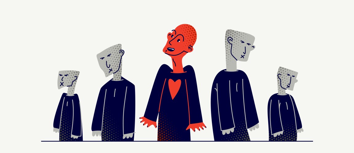 Totalitarian society and slaves and one person Vector Image