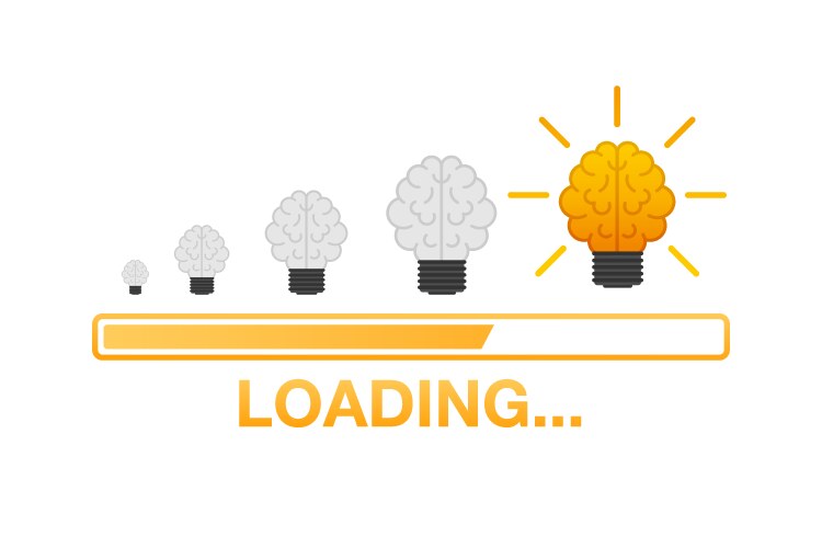 Idea loading concept with brain processed vector image