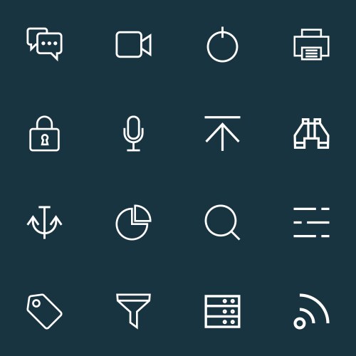Interface icons line style set with filter print vector image