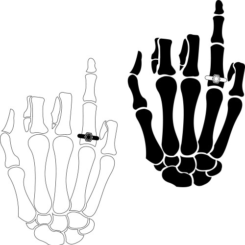 Skeleton bride finger groom ring wedding Vector Image