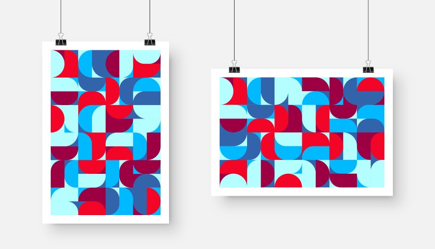 Picture with geometric trendy pattern bauhaus vector image