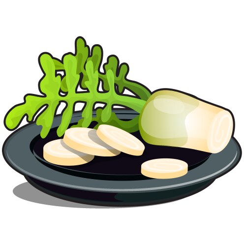 Sliced on a plate parsnip root isolated vector image
