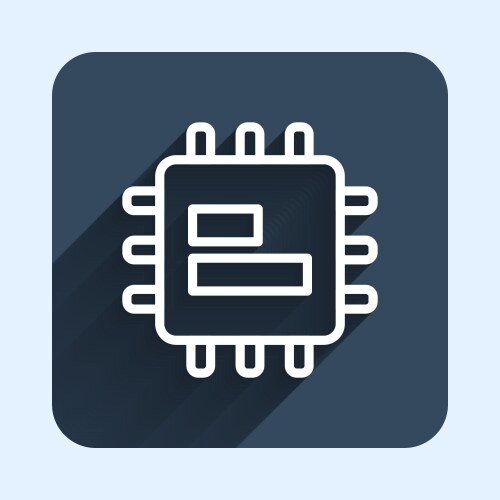 White line computer processor with microcircuits vektorbild