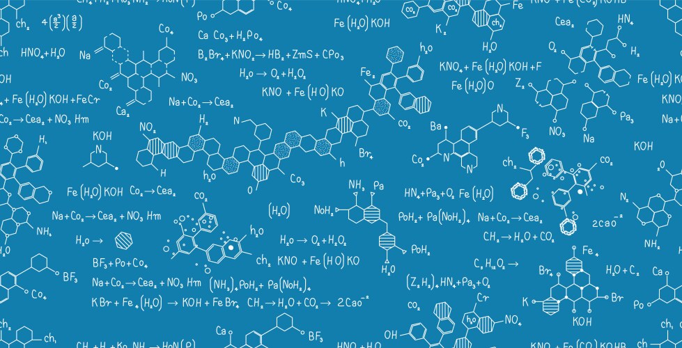 chemical formulas on the board vector