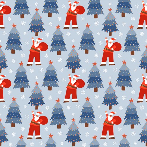 Christmas seamless pattern with cartoon santa vector image