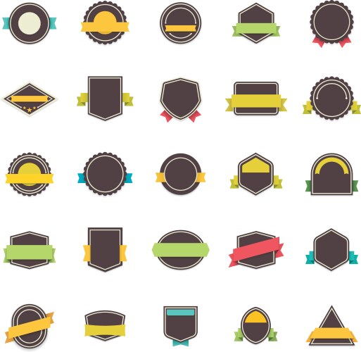 Badges ribbons awards icons set Royalty Free Vector Image