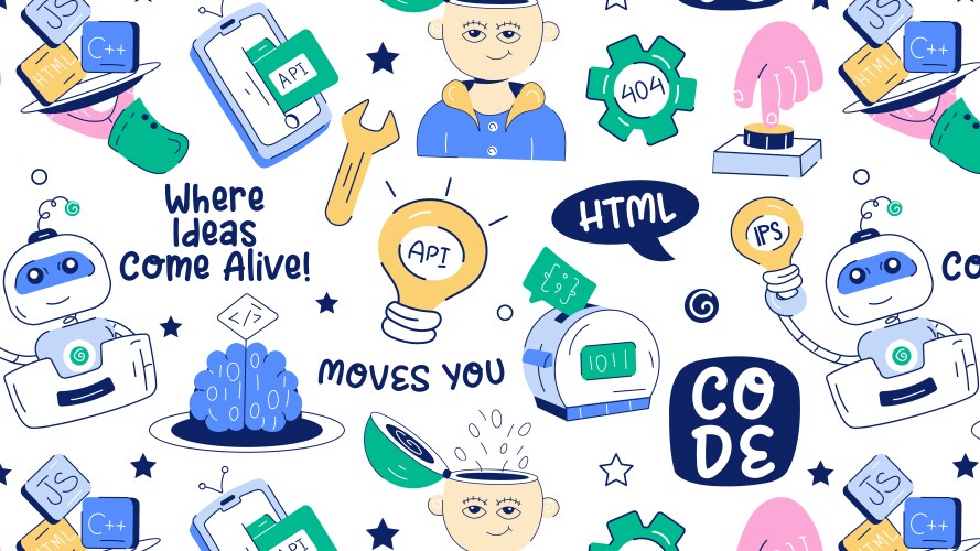 Hand drawn showing concepts of programming Vector Image
