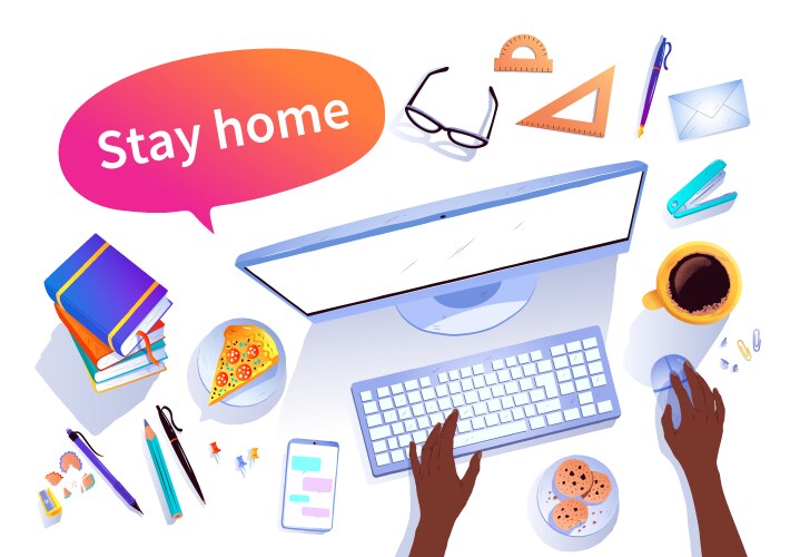 Stay home concept top view vector image