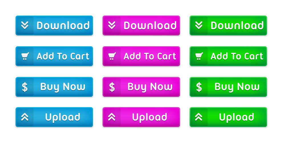 Colorful buttons set Royalty Free Vector Image