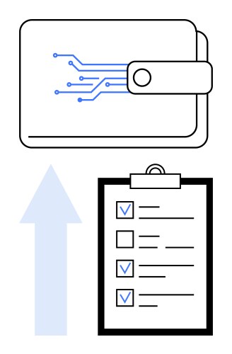 Digital wallet with circuitry and checklist vector image