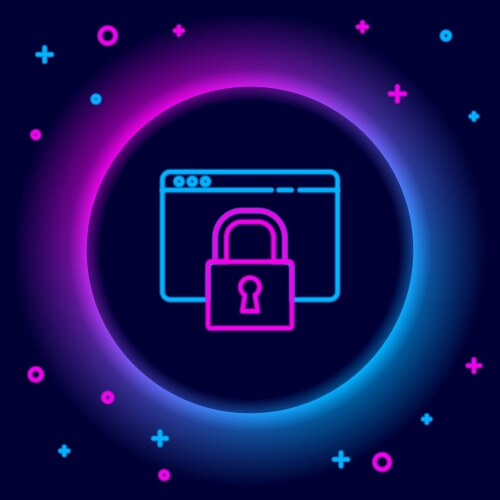 Glowing neon line secure your site with https ssl vector image