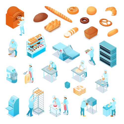 Bakery color icon set Royalty Free Vector Image
