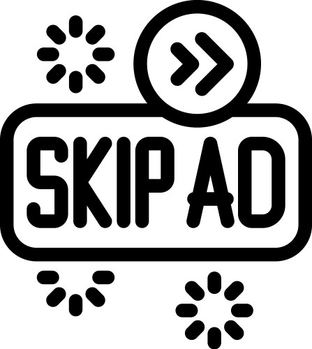 Skip ad button with loading icon showing user vector image