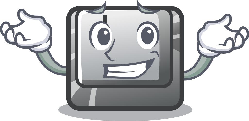 Grinning button i in character shape vector image