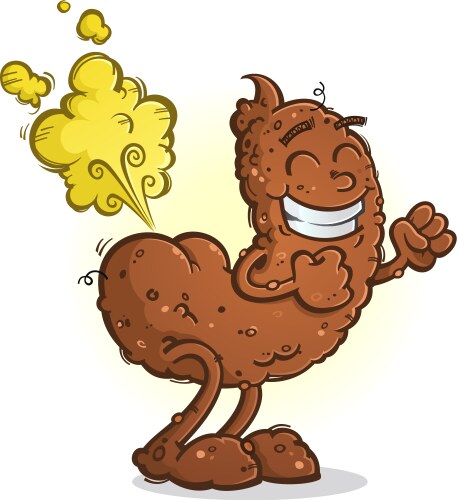 Poop cartoon character blowing a big fart vector image