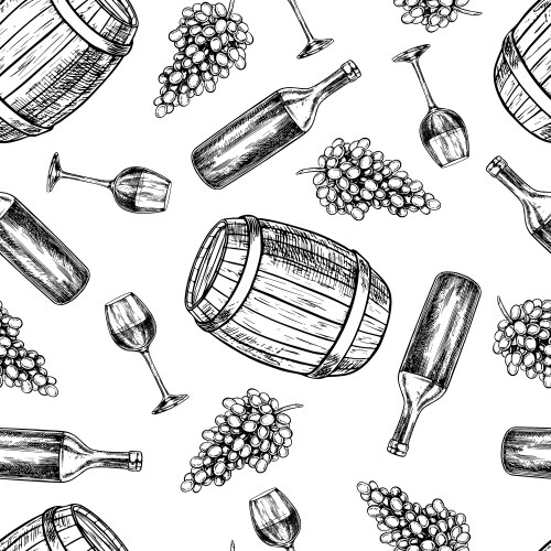 Seamless pattern with the image of wine vector image