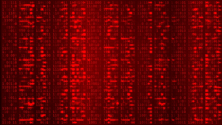 Abstract red background with binary code malware vector image