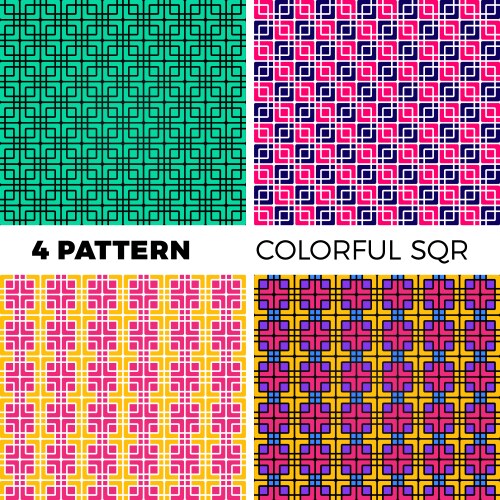 Set of the four seamless geometric colorful vector image