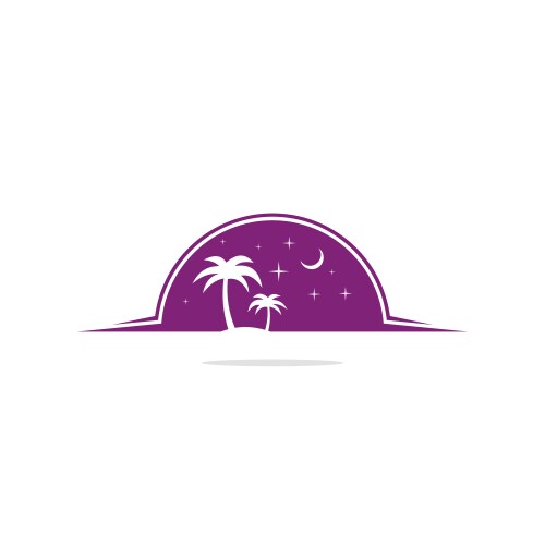 palm tree night nature logo vector