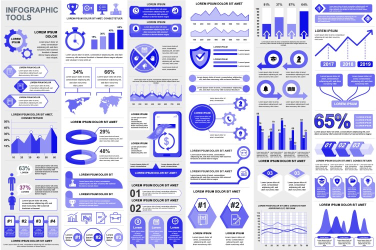 Bundle infographic elements data visualization Vector Image
