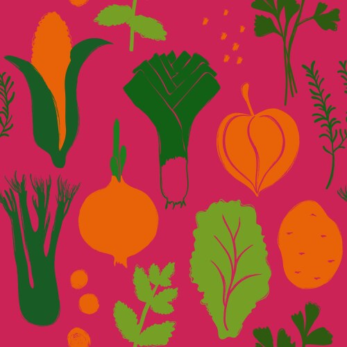 Colorful hand-drawn vegetables seamless pattern Vector Image
