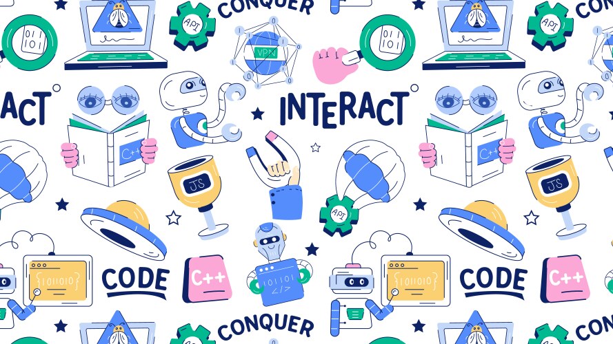 Hand drawn showing concepts of programming Vector Image