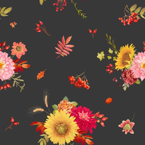 Autumn Watercolor Floral Background Vector Image