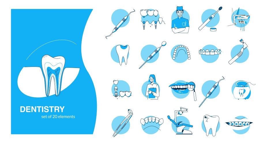 Dentistry flat compositions set Royalty Free Vector Image