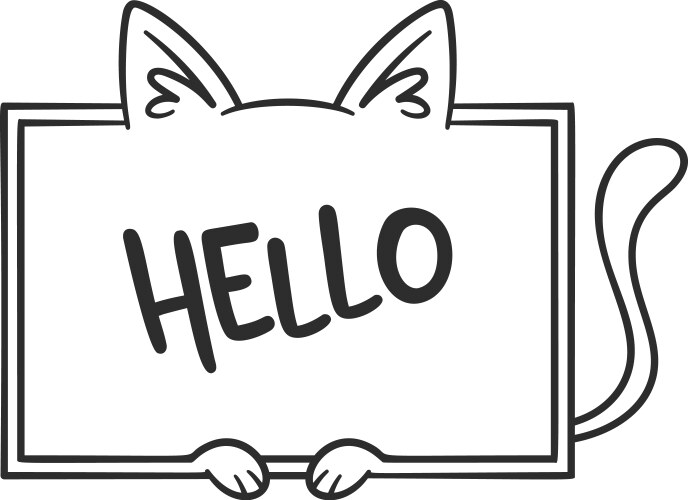 Hello square frame cat design vector image