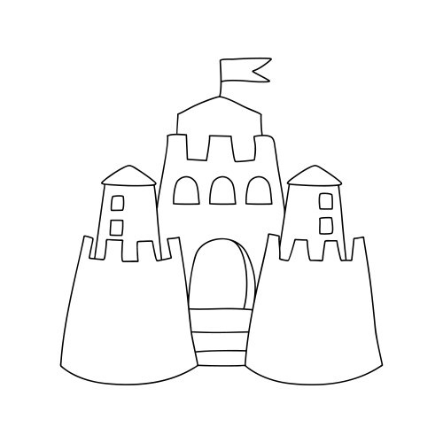 Simple Sandcastle Outline Vector Image
